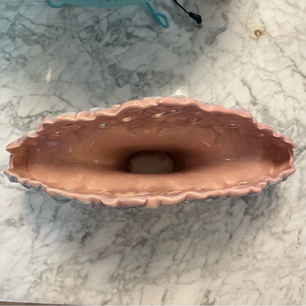 Vintage Royal Haeger Pottery Mauve Agate Flower Fan Vase - Picture 5 of 7